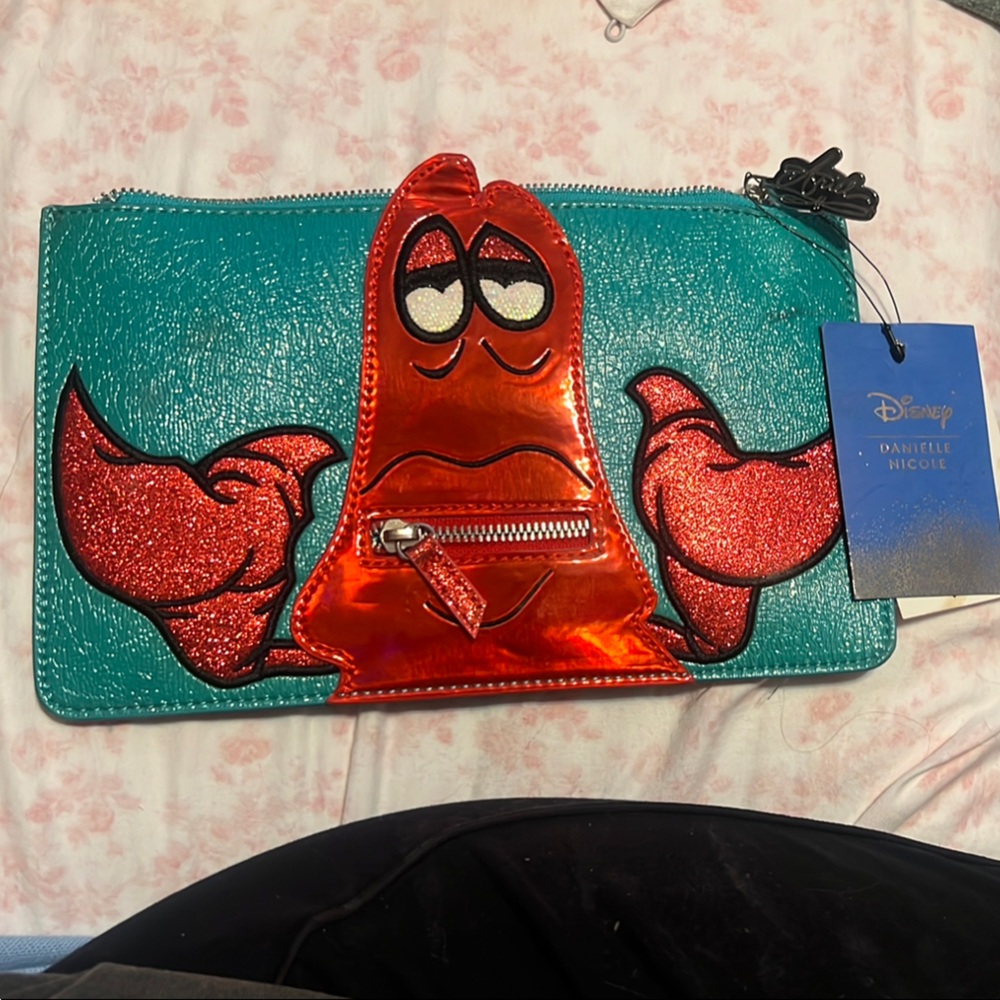 Danielle Nicole Sebastian Disney Red and Blue Clutch with Whimsical Design